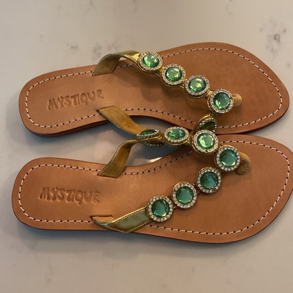 MYSTIQUE Hand-Made Jeweled Sandals Size 7 - Picture 2 of 6